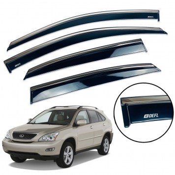 Дефлекторы окон Lexus RX II 300/330/350/400 2004-2009 с нерж. хром полоской